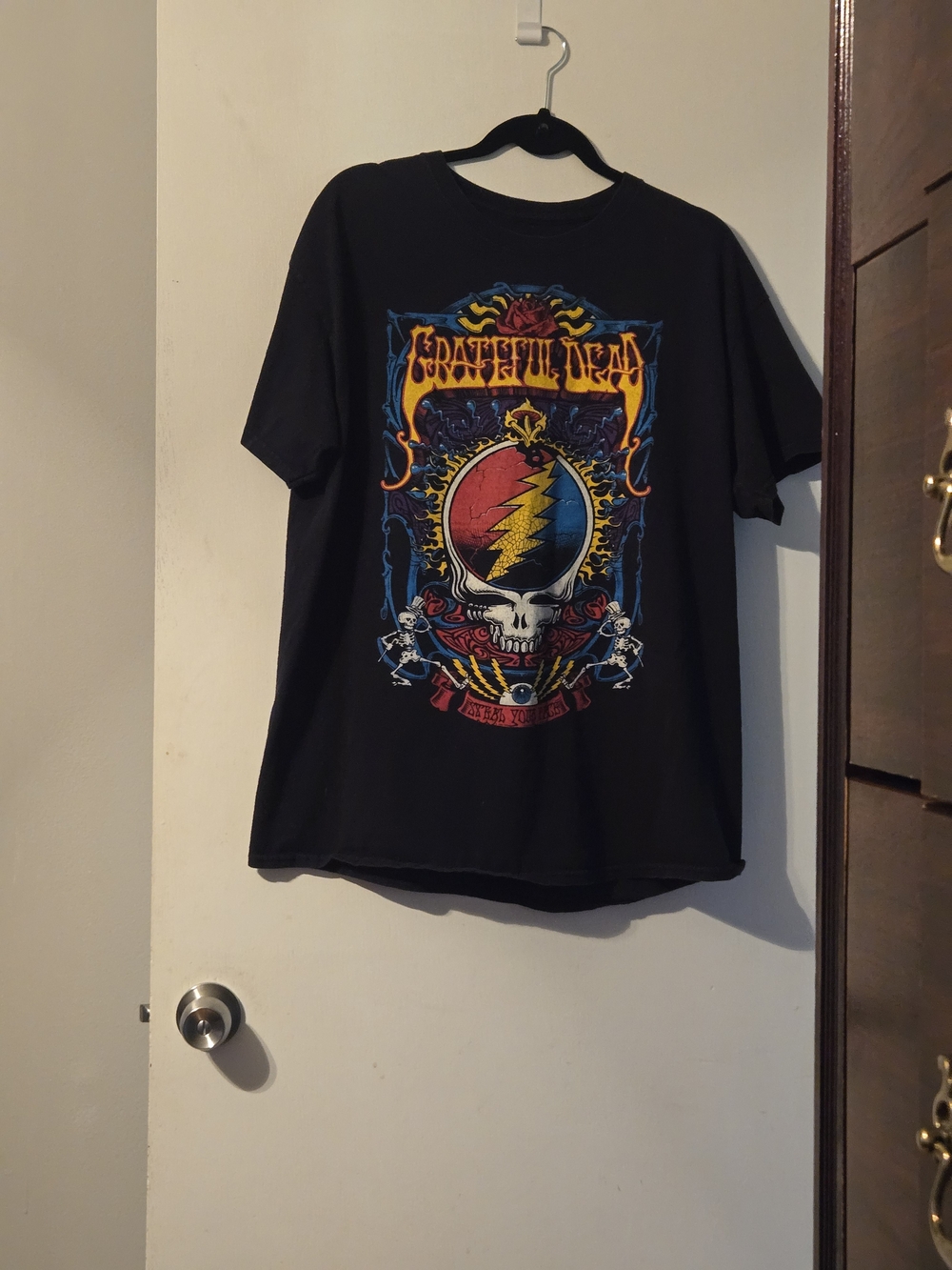 Liquid Blue Black Grateful Dead Lightning Skull Graphic Tee